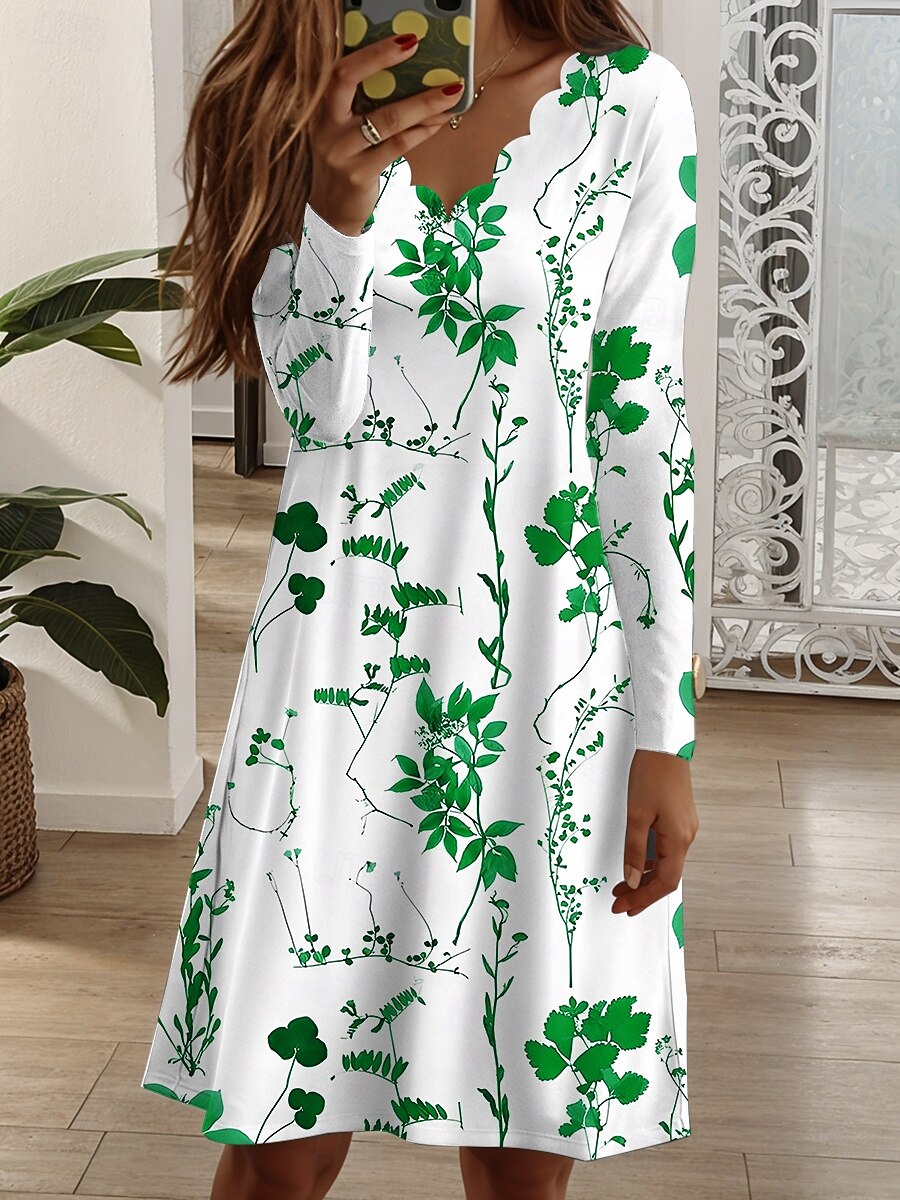 Femmes Mini Robe Robe fourreau Robe trapèze Occasionnel Quotidien Coupe régulière Fleuri Graphique manche longue Col en V Jaune Rouge Bleu Violet Printemps Automne Hiver de 2025 ? $21.99 –P4