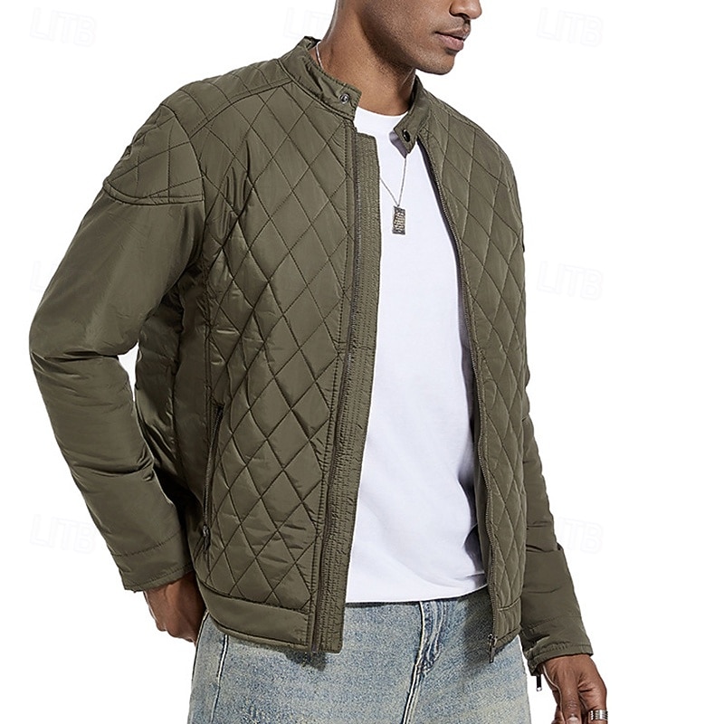 Herr Vinterkappa Quiltad jacka Anorak Ficka Polyester Semester Dagliga kläder Datum Normal Mode Ledigt Bekväm Håller värmen Vinter Enfärgad / vanlig färg Svart Kaki Armégrön Mörkblå Pufferjacka 2025 - $57.99 –P12