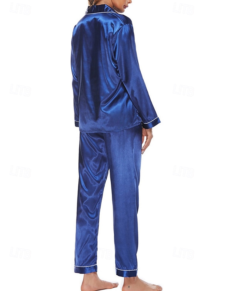 Γυναικεία Σαλόνια Μοντέρνα Καθημερινό Μαλακή Μονόχρωμες Σατέν Μεταξωτές Πιτζάμες Πιτζάμες Κουμπιά Παντελόνι Καθημερινά Κρεβάτι Μακρυμάνικο Πέτο Μπλε Λίμνης Μαύρο Σαμπανιζέ Κρασί Βυσσινί 2026 - $25.99 –P5
