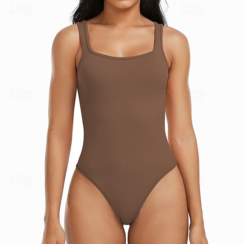 Dam Träningsdräkt One Piece Romper Ensfärgat Kroppsdräkt risvit Svart Gym Träning Löpning Andningsfunktion Magkontroll Ärmlös Sport Sportkläder 2025 - $17.99 –P11