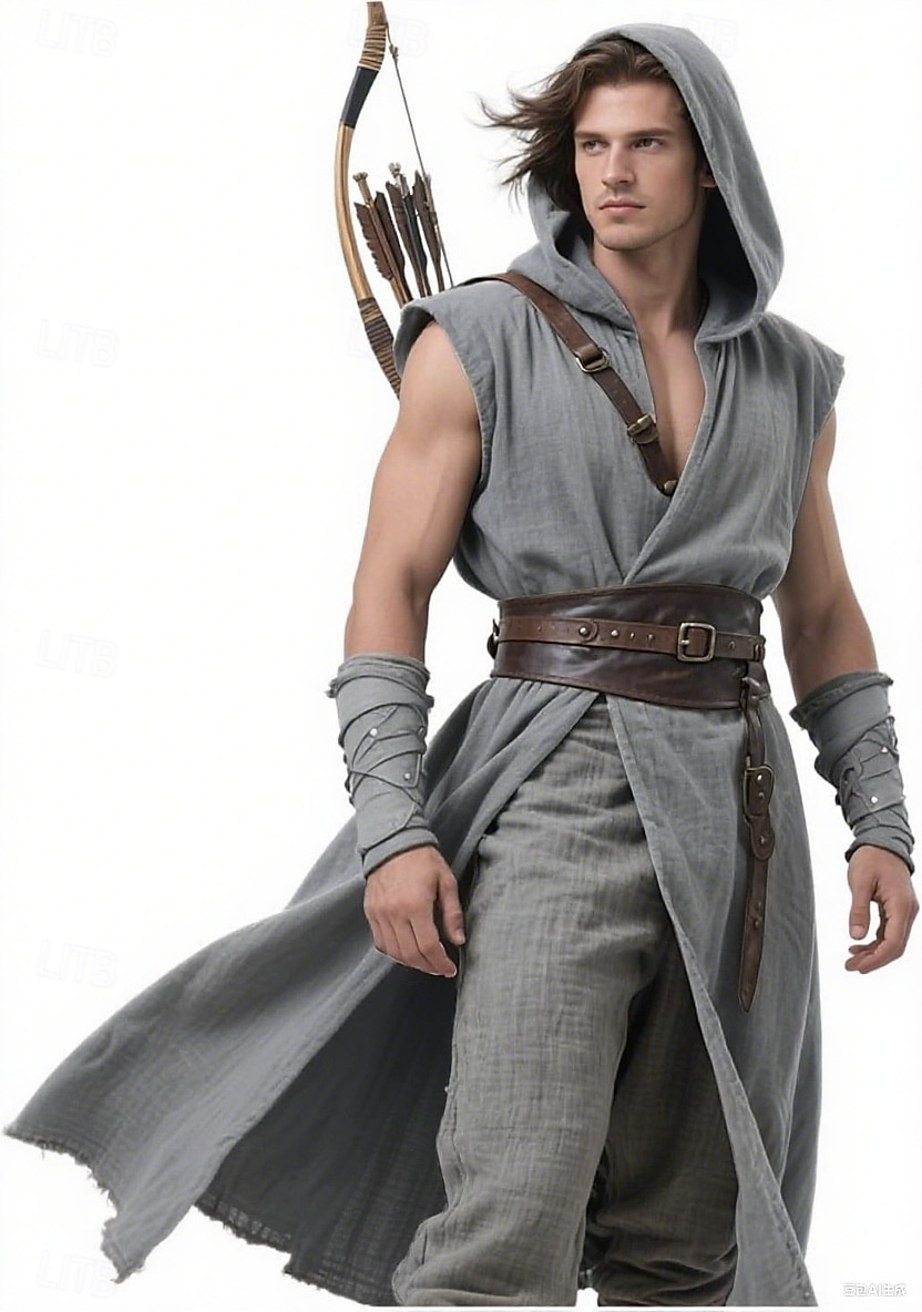 Retro Vintage Mittelalterlich Renaissance Weste Tunika Krieger Wikinger Kostüm Herren Vikinger Halloween Karneval Leistung Party LARP Erwachsene Gürtel Ganzjahres 2025 - $27.99 –P14