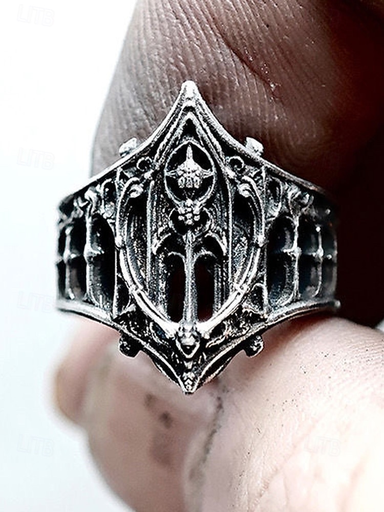 Inel gotic din argint pentru femei – design complex inspirat de catedrală, perfect pentru Halloween, petreceri în costume și pasionații de fantezie 2025 - $9.99 –P6