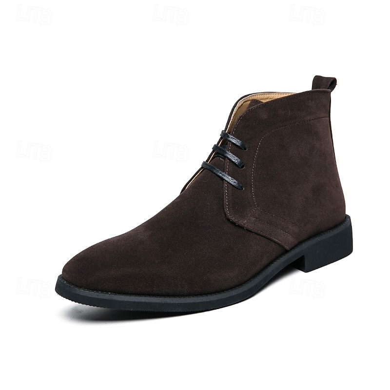 Bottines chukka en similicuir marron pour homme avec fermeture à lacets, bottines décontractées pour un usage quotidien, professionnel et semi-formel de 2025 ? $46.99 –P1