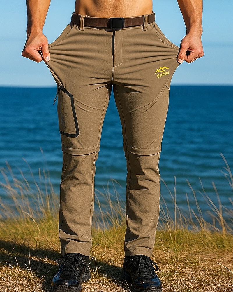 Муж. Брюки-трансформеры Штаны для туризма и прогулок Штаны софтшелл Весна Осень На открытом воздухе Стандартный Водонепроницаемость С защитой от ветра Нижняя часть Карман Темно-серый Черный 2026 - $39.99 –P3