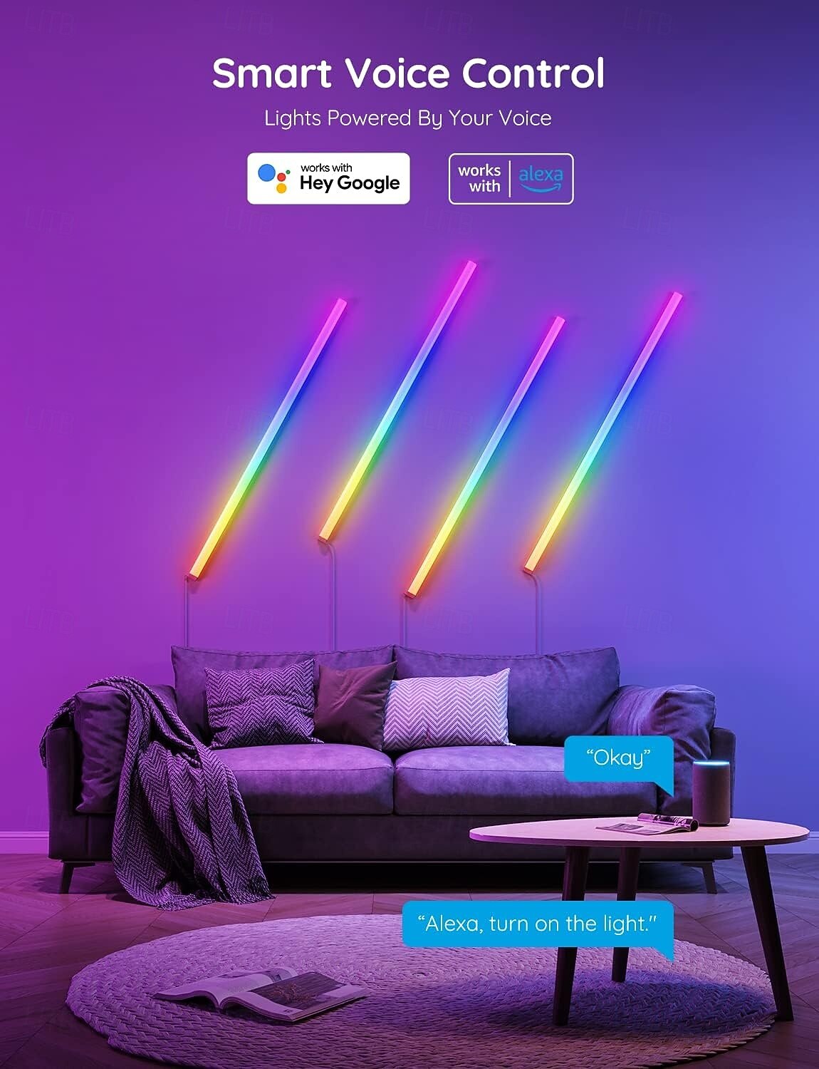 Glide-vägglampor 6 st, RGB LED-lampa, smart spellampa som fungerar med Alexa och Google Assistant, RGB-ljusramp, LED-vägglampor för sovrum 2025 - $71.99 –P1