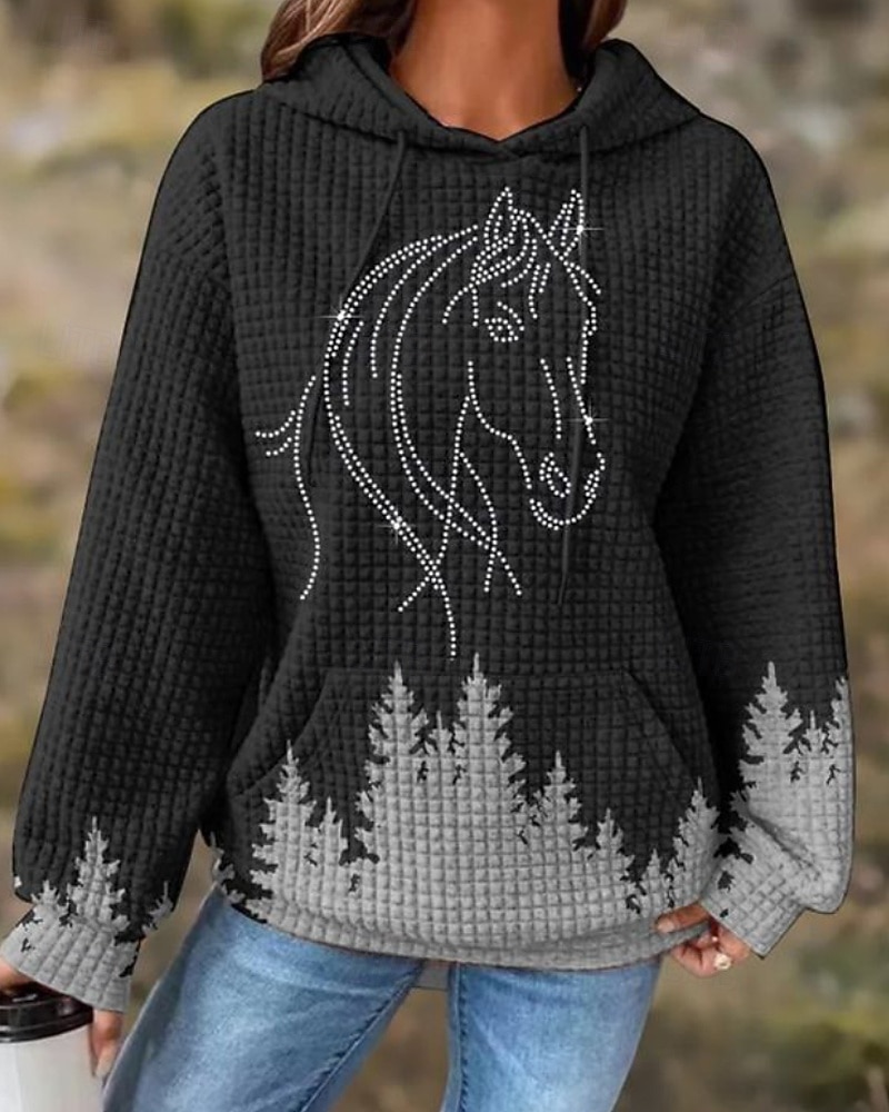 Per donna Felpa con cappuccio Floreale Streetwear Casual Manica Lunga Con Cappuccio Top Regolari Streetwear Ferie Uscire Tasca Stampato Nero Giallo Verde scuro Marrone Autunno Inverno del 2025 a $26.99 –P3