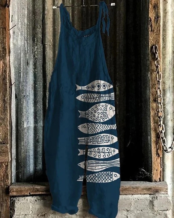Femmes Combinaison Vacances ancien Style Ethnique Longueur complète Taille Moyenne Animal Poisson Respirabilité Léger Doux Non Elastique Décontracté Occasionnel Quotidien Noir Blanche bleu marine de 2025 ? $26.99 –P4