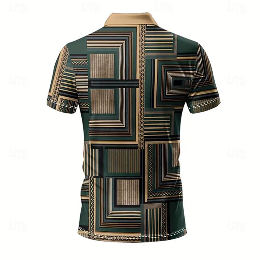 Herren Geometrisch Polo Kurzarm Polo-Shirts Hemden mit Kragen Lässig Athleisure 3D-Druck Knöpfe Sommer Blau Braun Grün 2026 - $21.99 –P6