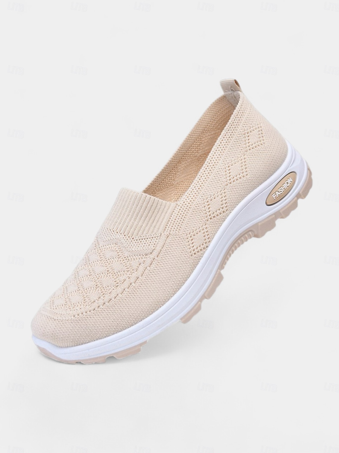 Dámské béžové pohodlné tenisky s flyknit nazouvací – lehké prodyšné boty do parku, na pochůzky i na každodenní nošení 2025 - $24.99 –P1