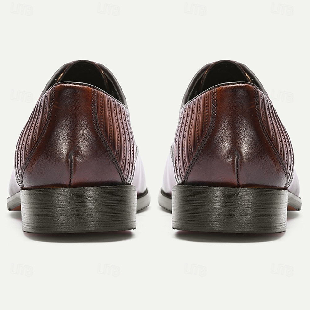 Chaussures richelieu à lacets en cuir de vachette marron pour homme, idéales pour les mariages, le bureau et les événements formels. de 2026 ? $119.99 –P5