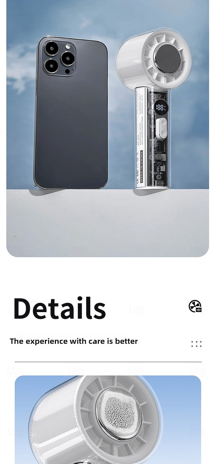 Bærbar håndholdt vifte - 100-trinns turbokjølende USB-oppladbar mini-personlig vifte for reisecamping &utendørs bruk 2025 - $19.99 –P13