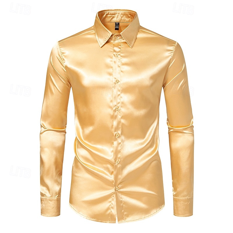 Per uomo Camicia Come la seta Camicia in raso Camicia elegante Camicia casual Camicia con Bottoni Semplice Performance Abbigliamento da Festa Nero Bianco Giallo Rosso Manica Lunga Bavero Primavera del 2025 a $21.99 –P8