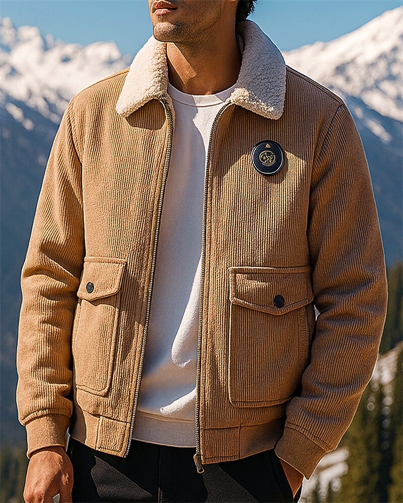 Men's Bomber Jacket Fleece Jacket Winter Outdoor Thermal Warm Fleece Jackets Full Zip Hunting Fishing Climbing Black Army Green Khaki Grey 2025 - $34.99 –P1