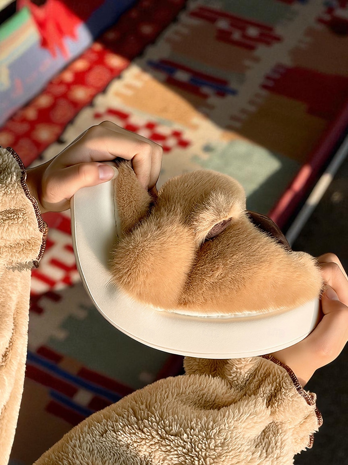Papuci de pluș pentru femei cu ursuleți capibara – pantofi de interior din fleece călduroși cu design drăguț cu animale, pentru casă, dormitor și zile confortabile de iarnă 2025 - $18.99 –P7