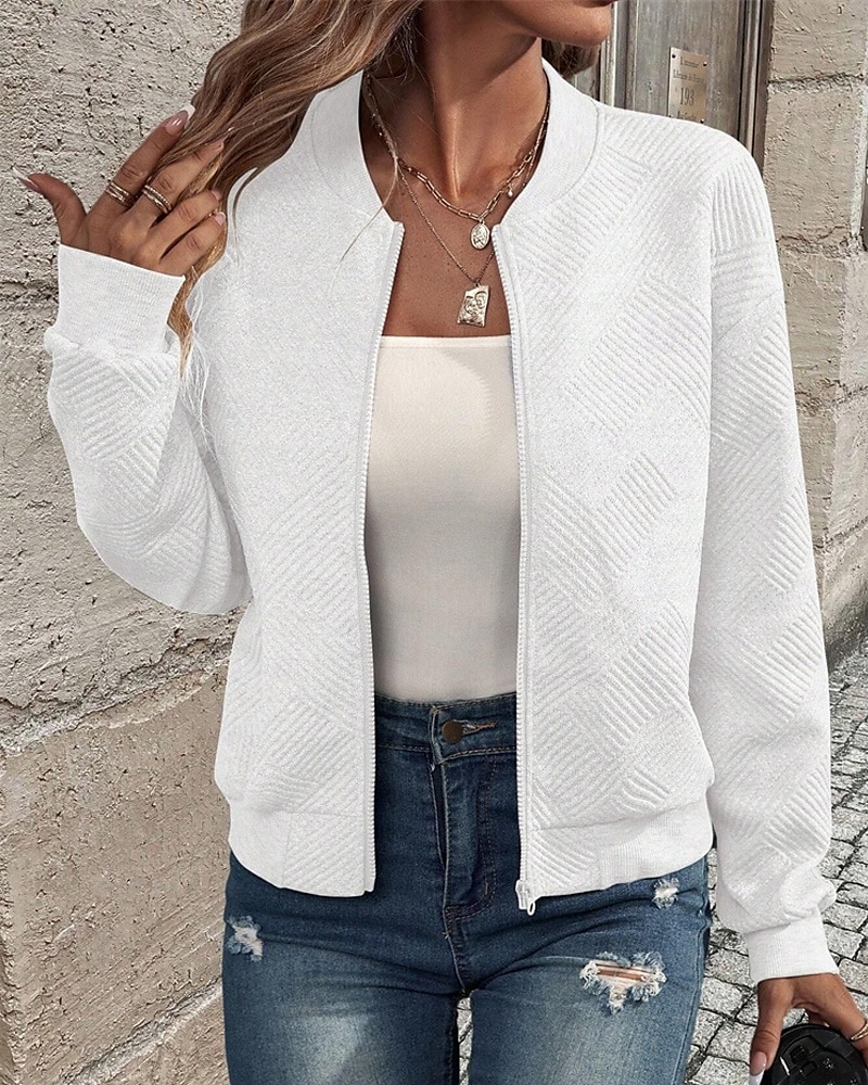 Per donna Giacca Casual Confortevole Traspirante Cerniera Tasca Moda Moderno Casual Semplice Uscire Weekend Cerniera Regolare Collo alla coreana Vestibilità regolare Manica Lunga Capispalla Nero del 2025 a $23.99 –P10