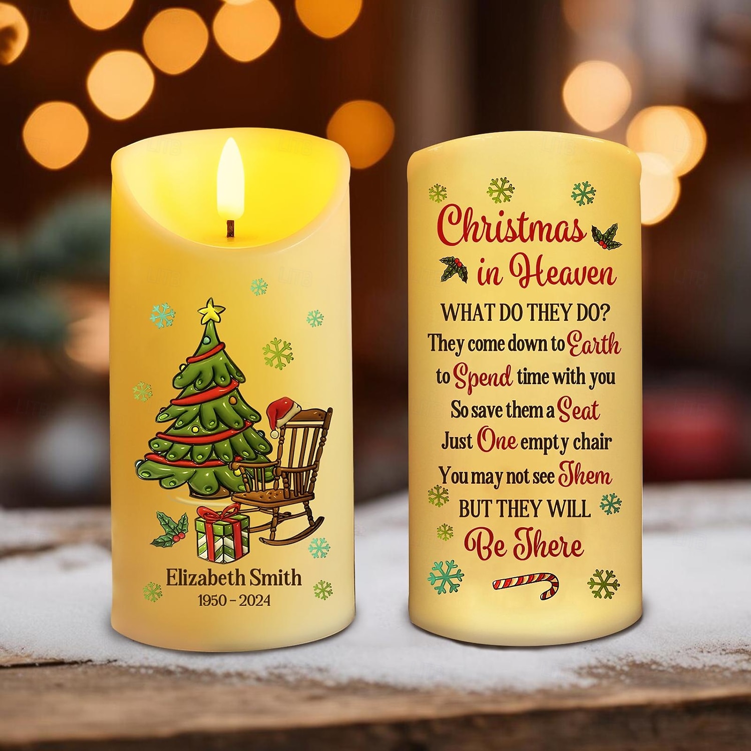 Candela commemorativa a LED personalizzata con testo personalizzato, regali di Natale per la perdita di una persona cara, elegante luce ricordo per la camera da letto, decorazione per la casa, espositore omaggio del 2025 a $15.99 –P2