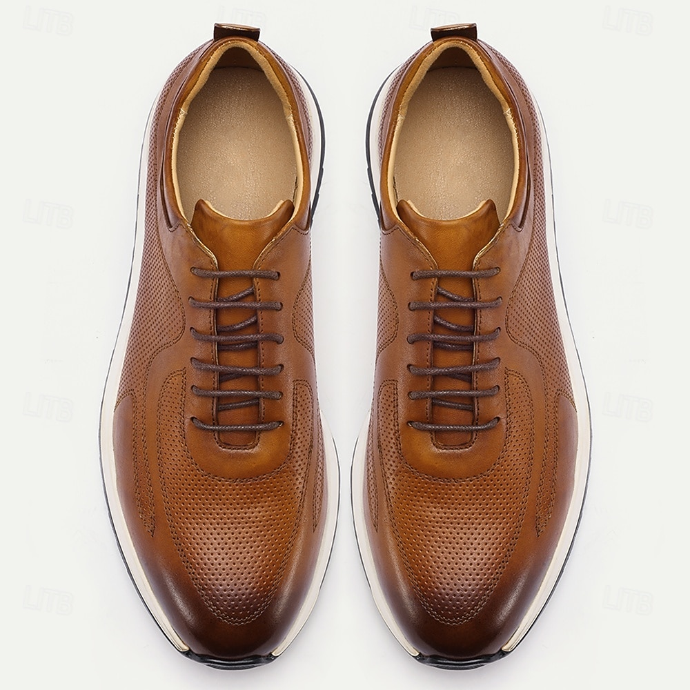 brune herresneakers i skinn – lette sportssko med snøring for hverdagsbruk, reiser og helgetur 2025 - $109.99 –P4
