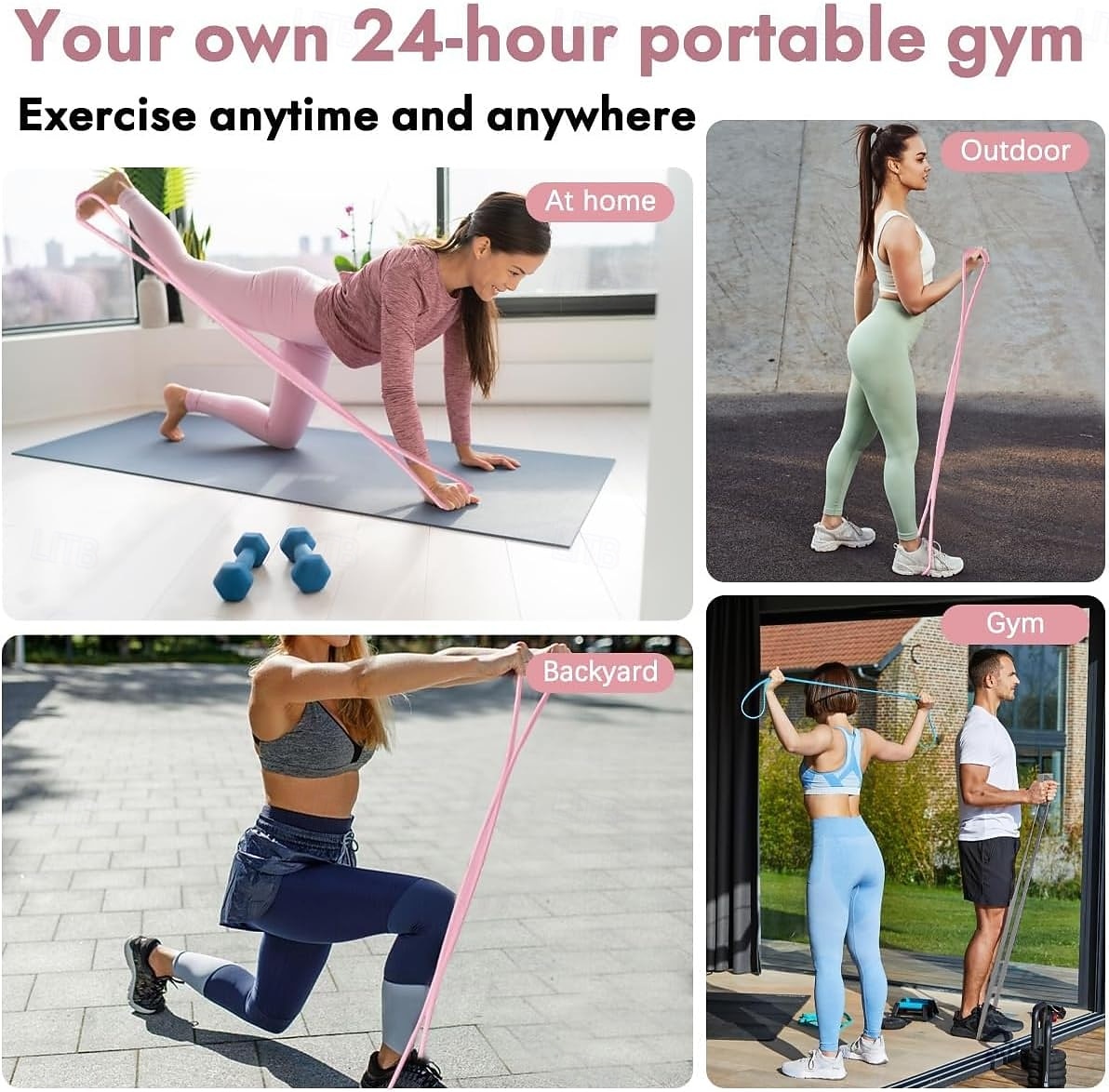 3 эластичных резинки для упражнений в форме восьмерки с ручками для женщин, мужчин, рук, плеч, спины, ног, поддержания формы, фитнес-тренировки для всего тела, йоги, перетягивания каната для домашнего 2026 - €23.99 –P4
