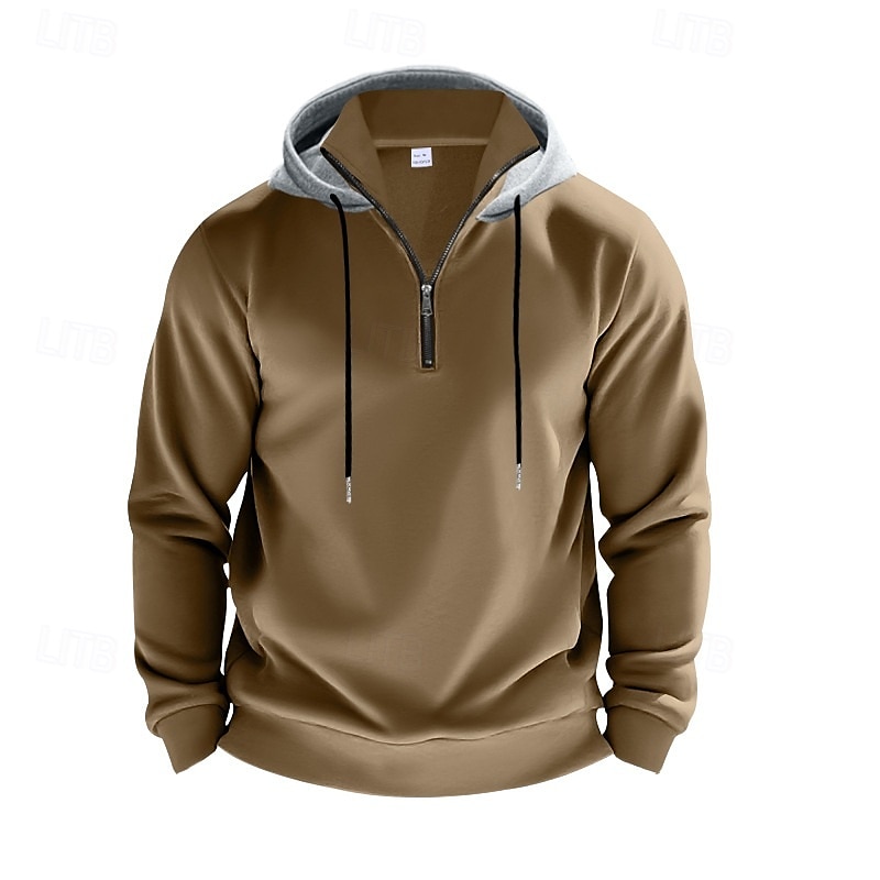 Hombre Sudadera Sudadera Con Capucha Sudadera con capucha y cremallera de un cuarto Sudadera con capucha de lana Albaricoque Negro Blanco Rojo Burdeos Con Capucha Plano Cremallera Bolsillo Deporte 2025 - $23.99 –P8