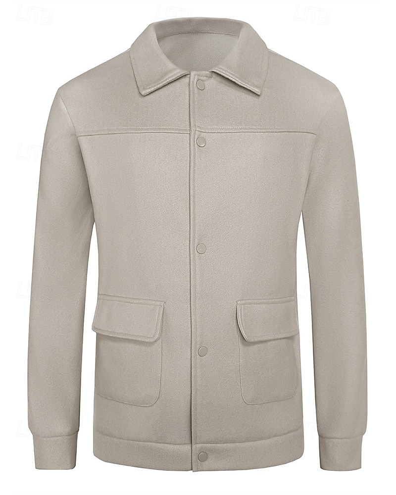 Herren Leichte Jacke Freizeitjacke Urlaub Täglich Atmungsaktiv Tasche Herbst Winter Einfach Mode Klassisch Revers Regulär Aprikose Schwarz Jacken 2025 - $32.99 –P4