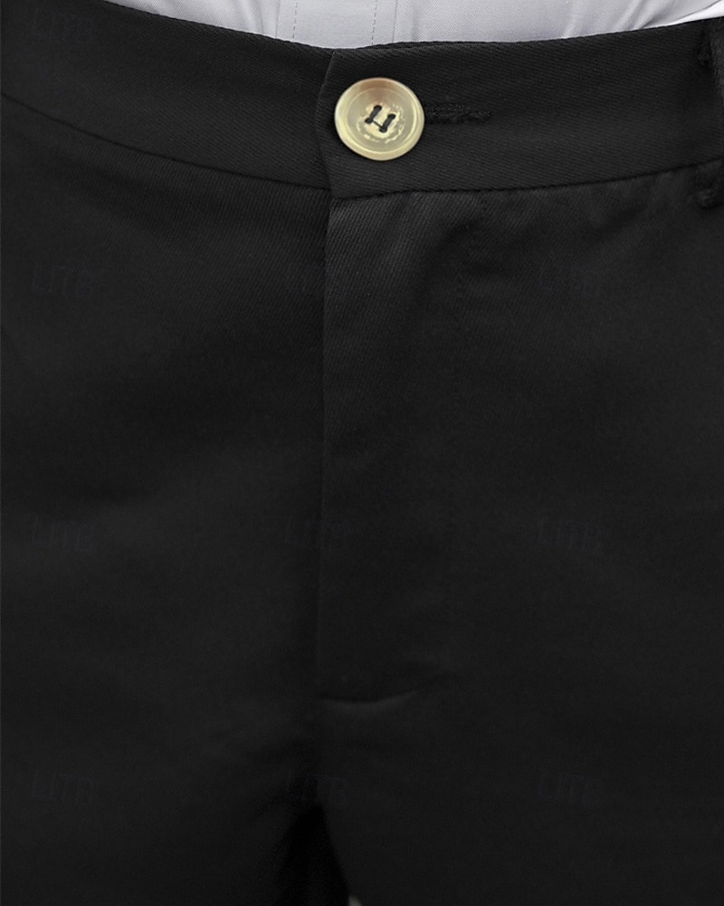 Herren Anzughose Fleecehose Hose Chinos Stoffhosen Tasche Knöpfe Einfach Komfort Formell Party Arbeit Mode Klassicher Stil Schwarz Mikroelastisch 2025 - $29.99 –P5