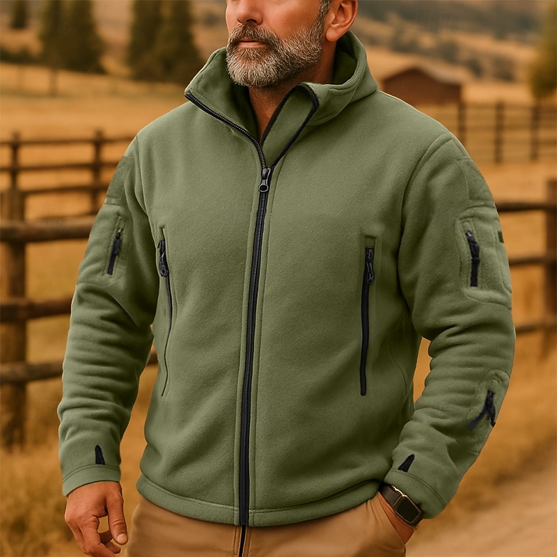 Men's Hoodie Full Zip Hoodie Fleece Hoodie Tactical Hoodie Black Army Green Khaki Gray Hooded Plain Zipper Pocket Sports & Outdoor Casual Daily Streetwear Cool Sportswear Winter Spring &  Fall 2026 - $28.99 –P4