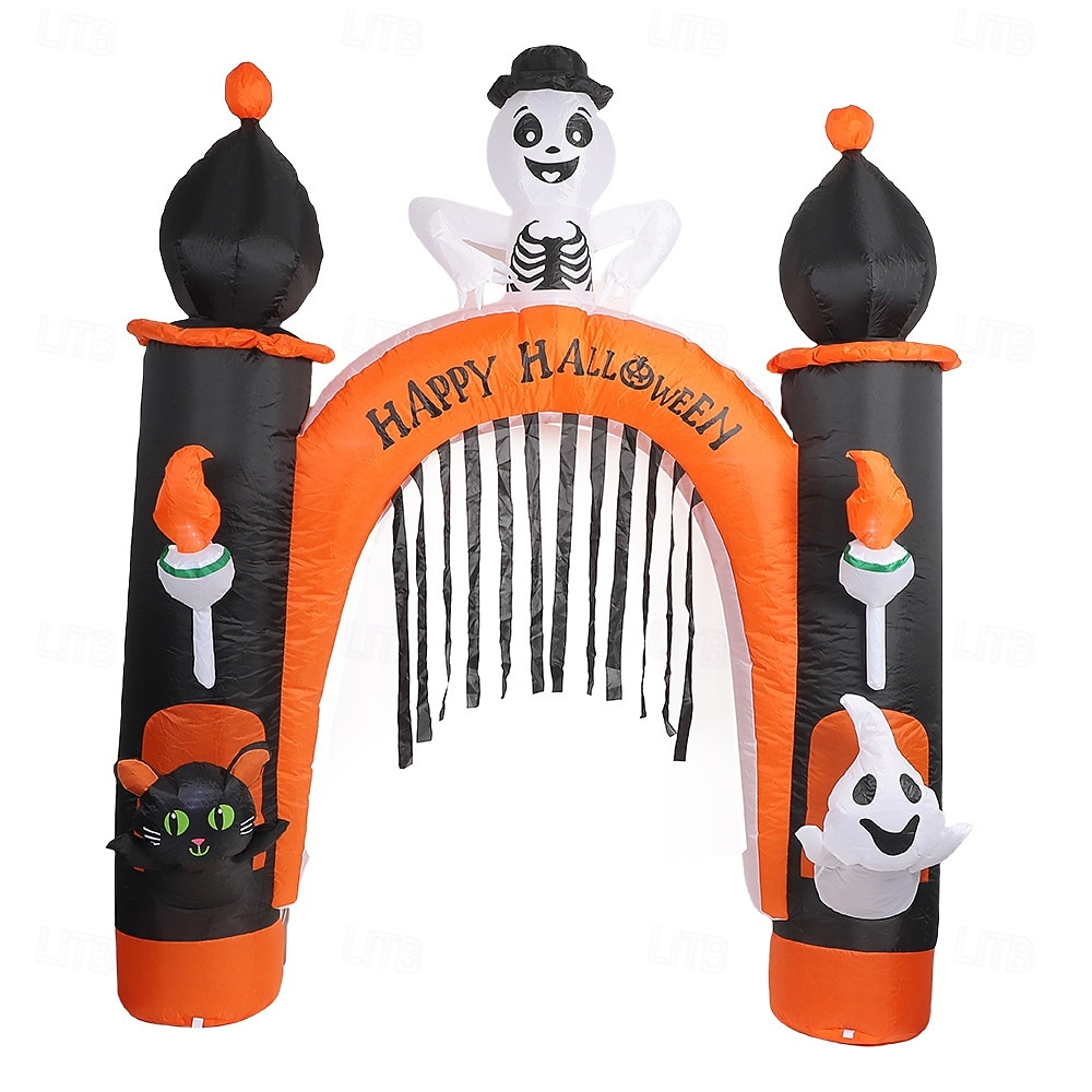 1 db 2,4 m-es halloweeni fekete macska koponya szellem fénnyel felfújható légmodell ívek udvari verandák bejárati ajtók gyep party halloweeni hangulat díszvilágítás eu/us/uk/au csatlakozó 2025 - $107.99 –P4