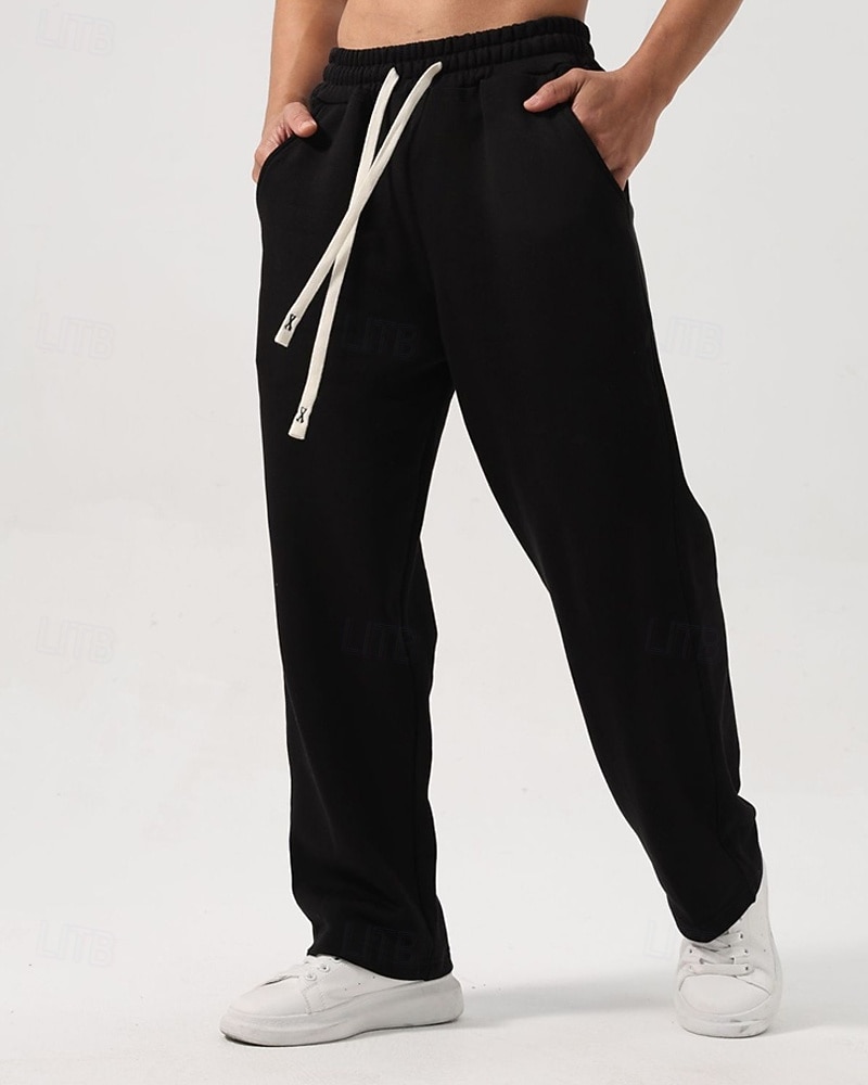 Men's Sweatpants Trousers Straight Leg Sweatpants Drawstring Pocket Elastic Waist Plain Comfort Sports Outdoor Daily Fashion Casual Black White Micro-elastic 2026 - $21.99 –P18