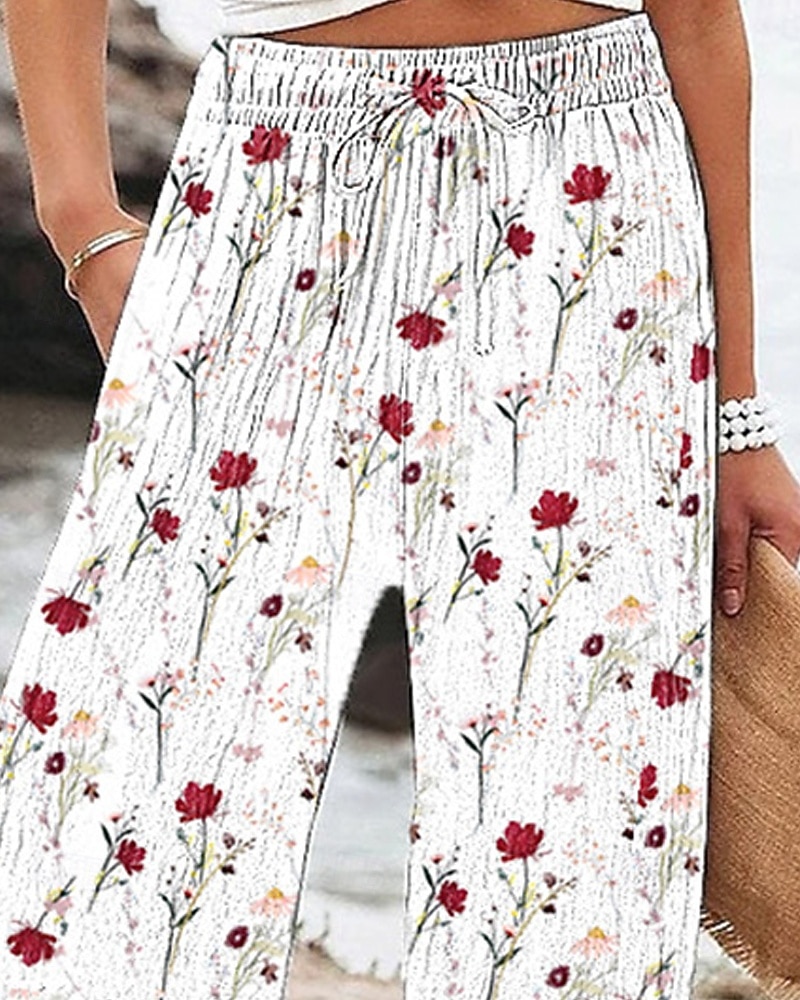Per donna Gamba larga Pantaloni Pantaloni Palazzo Moda Boho Lunghezza intera Vita Alta Fiore Coulisse Elastico in vita Stampato Traspirabilità Confortevole Streetwear Abbigliamento quotidiano Uscire del 2025 a $20.99 –P2