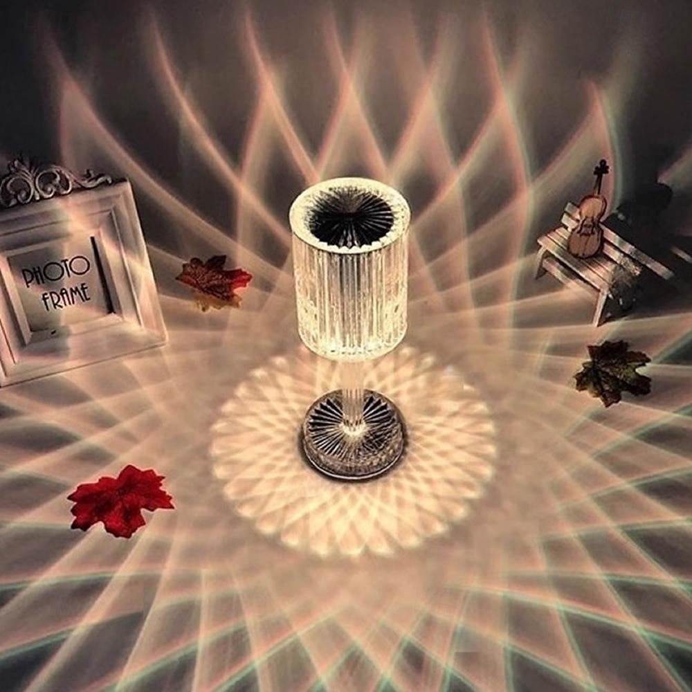 elegante abajur de cabeceira com toque de cristal - luz LED ajustável com bateria recarregável e carregamento USB, decoração de interiores, luminária de mesa moderna, luminária de mesa decorativa, luz de 2025 por $14.99 –P8