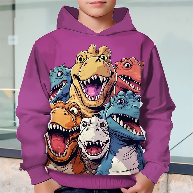 Pojkar 3D Dinosaurie Huvtröja Långärmad Vår Höst Mode Streetwear Barn 4-12 år Huva Utomhus Ledigt Dagligen Normal 2025 - $18.99 –P4