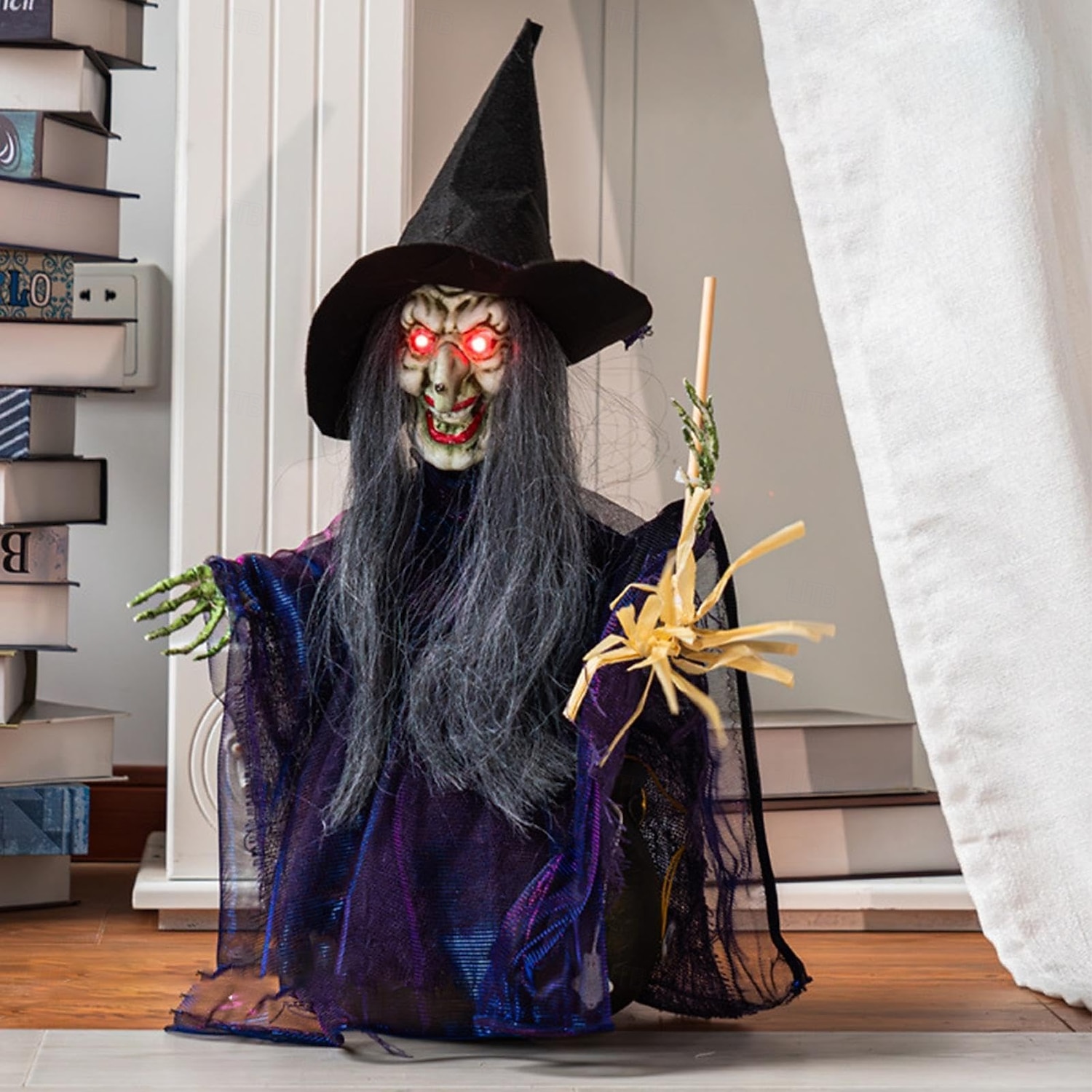 2025年 ハロウィンの魔女の飾り、ハロウィンの魔女が開いた魔女のフィギュア、ハロウィンの飾り、サウンドアクティブ - ホームデコレーション、パーティーギフト用品、屋内屋外用、光る目付き  コレクション – $139.99 –P7
