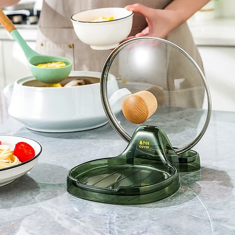 Support de spatule de cuisine multifonction, design de coquille transparente, support de couvercle de casserole, support de planche à découper, repose-cuillère, organisateur de rangement pour de 2025 ? $6.99 –P1