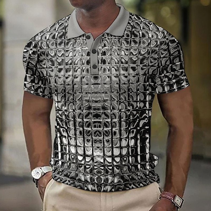 Herren Grafik Waffel-Poloshirts Golfshirt Kurzarm Polo-Shirts Hemden mit Kragen Lässig Urlaubskleidung Rave-Kleidung Party-Outfits Knöpfe 3D-Druck Blau-Grün Gelb Rote 2025 - $22.99 –P7