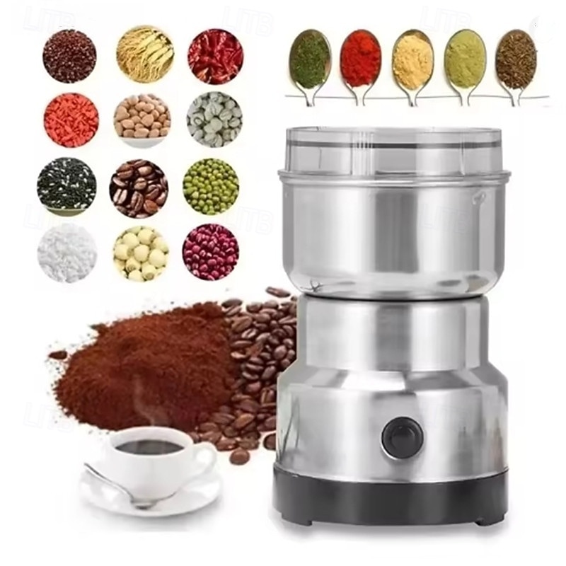 Moedor de grãos multifuncional de cozinha com 4 lâminas para picar café, moedor elétrico de café caseiro, liquidificador com sabor de nozes e grãos de 2025 por $18.99 –P1