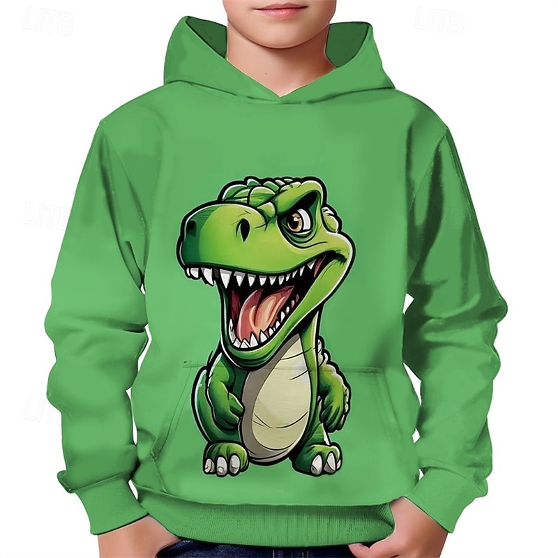 Pojkar 3D Dinosaurie Huvtröja Långärmad Vår Höst Mode Streetwear Barn 4-12 år Huva Utomhus Ledigt Dagligen Normal 2025 - $18.99 –P1