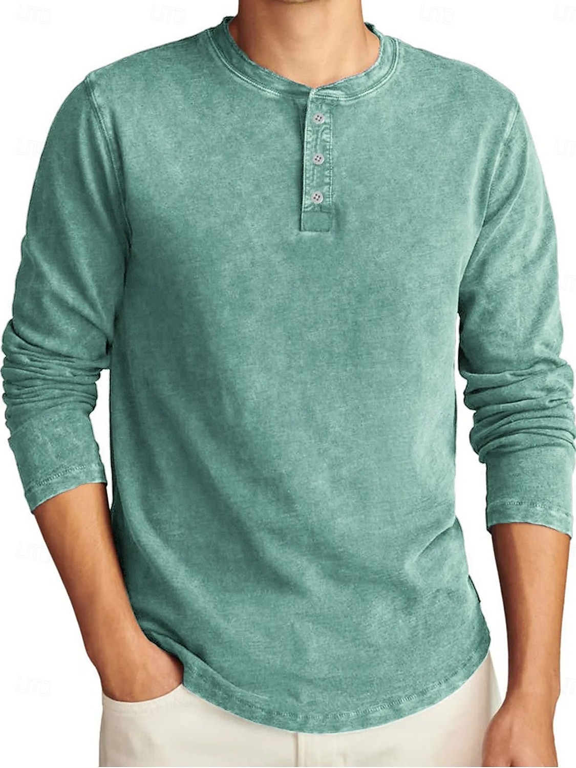 Herren Henley Hemd T-Shirt Langarmshirt Langarm Henley Herbst Winter Retro Mode Designer Nostalgisch Mode Jahrgang Urlaub Straße Ausgehen Marineblau Schwarz Hellgrün Top T-Shirt für Herren 2025 - $29.99 –P5
