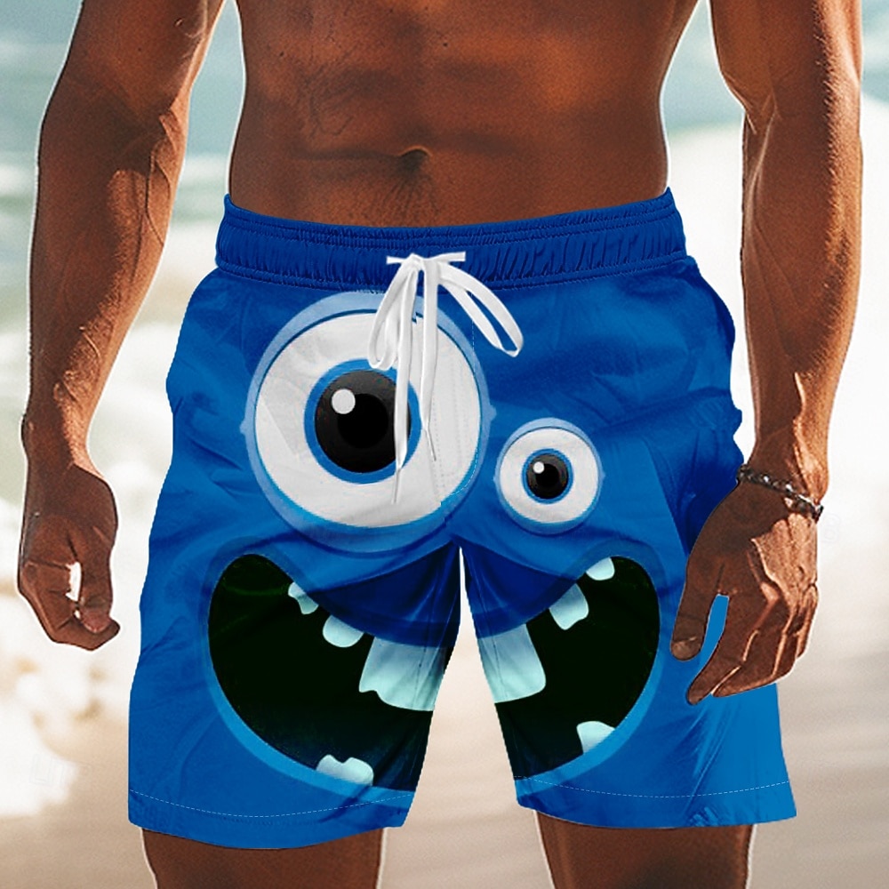 Hombre Dibujo 3D Cara de la sonrisa Ojos grandes Boxers de Natación Pantalones de Natación Pantalones de Surf Media cintura Gracioso Exterior Vacaciones Uso Diario Bolsillos laterales Forro de malla 2026 - $20.99 –P1