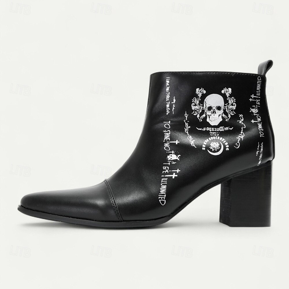 Pánské Boty Motorkářské boty Retro Halloween Chůze Kůže Italská celozrnná hovězí kůže Pohodlné Protiskluzové Teplý Kotníčkové Povaleč Černá Podzim Zima 2025 - $149.99 –P3