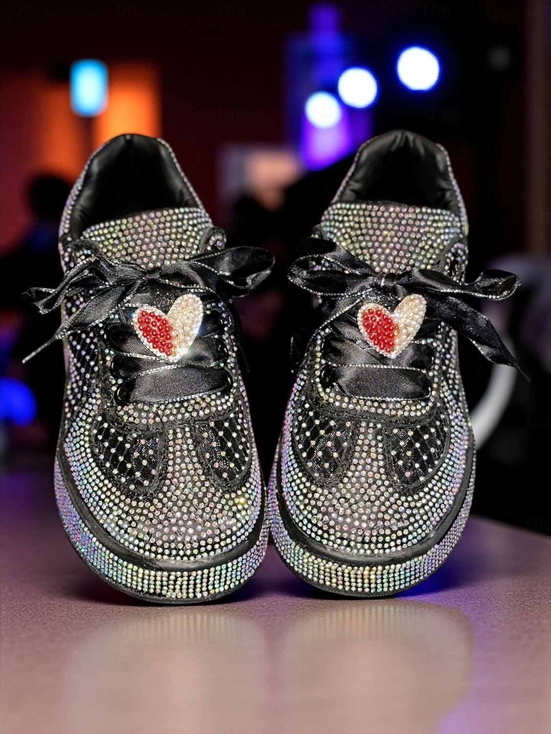 Naisten valkoiset strassikengät satiininauhanauhoilla ja sydänriipuksella - tyylikkäät vapaa-ajan kengät yöelämään, klubeille ja juhliin 2026 - $46.99 –P4