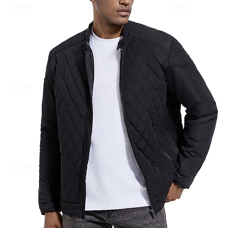Herr Vinterkappa Quiltad jacka Anorak Ficka Polyester Semester Dagliga kläder Datum Normal Mode Ledigt Bekväm Håller värmen Vinter Enfärgad / vanlig färg Svart Kaki Armégrön Mörkblå Pufferjacka 2025 - $57.99 –P3