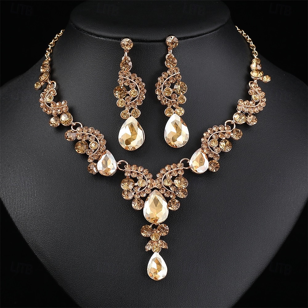 Parure de bijoux 2 Chrome 1 Collier Boucles d'oreilles Femmes Élégant ancien Mode Le style rétro Classique Parure de Bijoux Pour Mariage Soirée robe demoiselle d honneur de 2025 ? $19.99 –P11