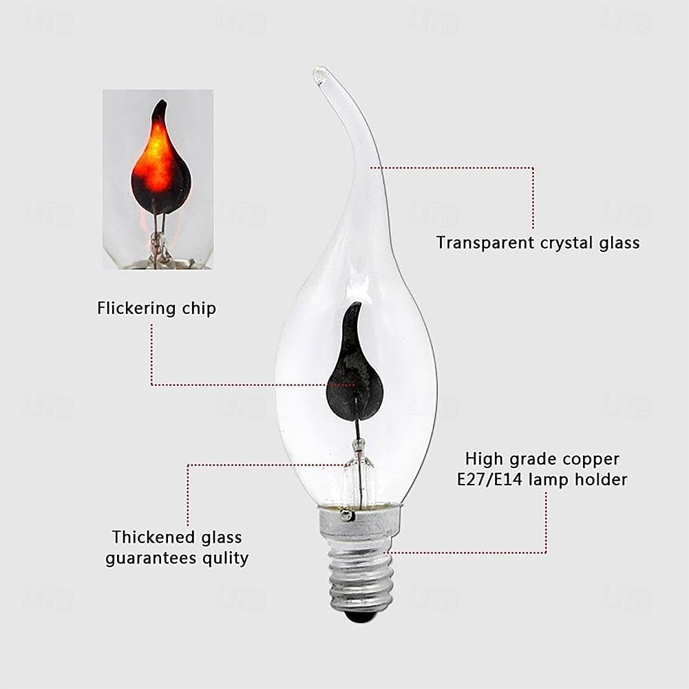 lampadine a incandescenza stile tremolante e14/e27, lampadine a candela, lampade a candela di Halloween, lampadine a effetto fiamma a LED del 2025 a $16.49 –P2