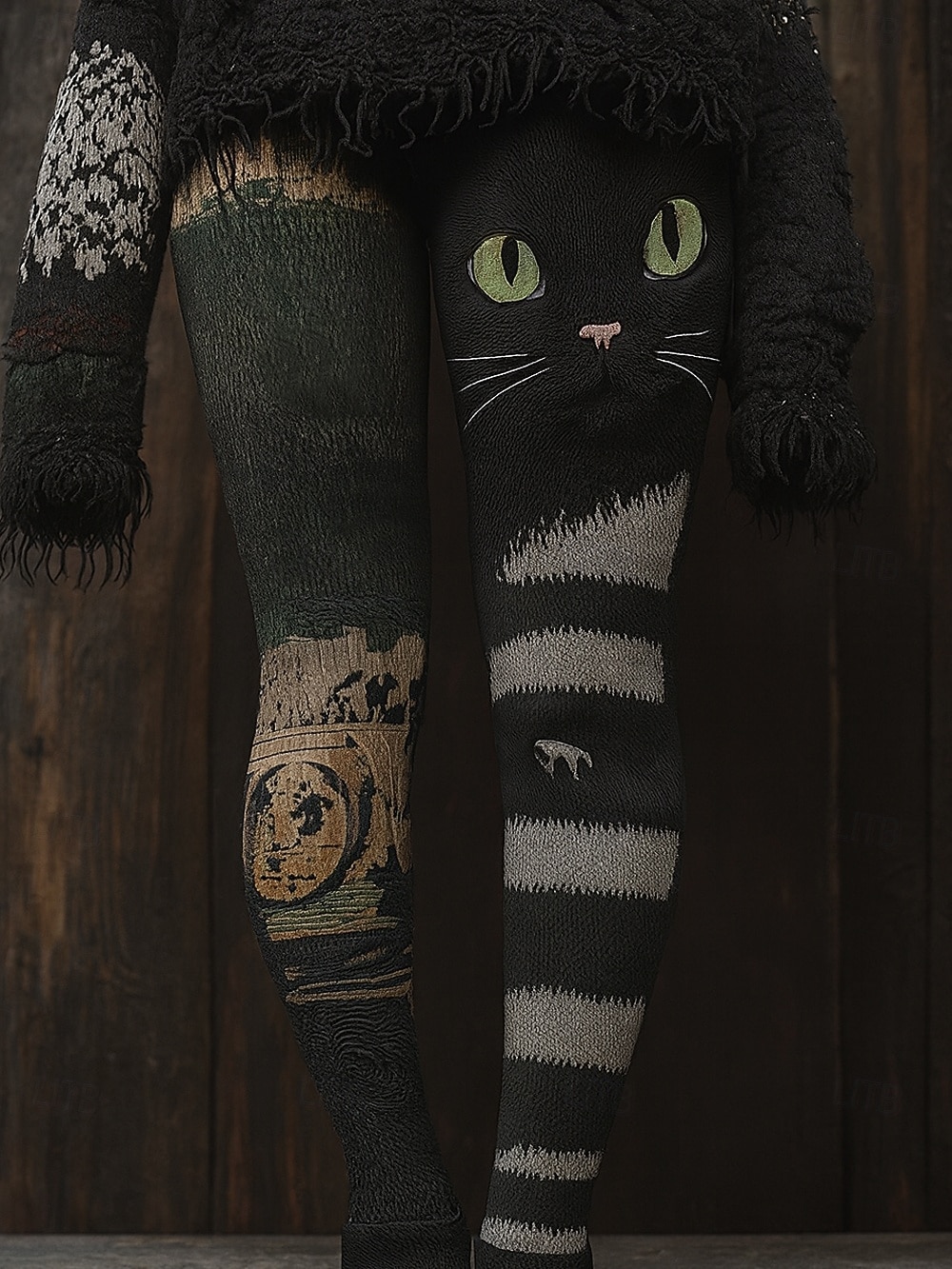 Damskie Legginsy Wakacyjne Vintage Etniczny Styl Długość do kostek Wysoki stan Graficzny Zwierzę Kot 3D Druk Szybkoschnący Oddychający Miękki Elastyczny Na zewnątrz W domu Casual Biały Fioletowy 2026 - $21.99 –P3