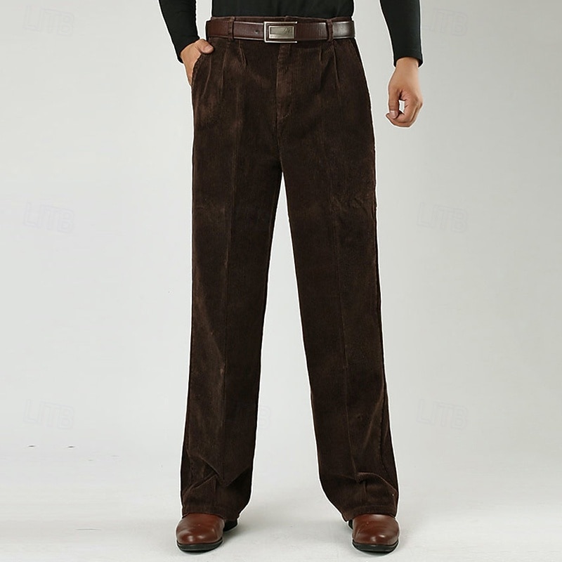 Herren Anzughose Cordhose Hose Chinos Tasche Knöpfe Einfach Komfort Formell Party Arbeit Mode Klassicher Stil Schwarz Marineblau Mikroelastisch 2025 - $41.99 –P10