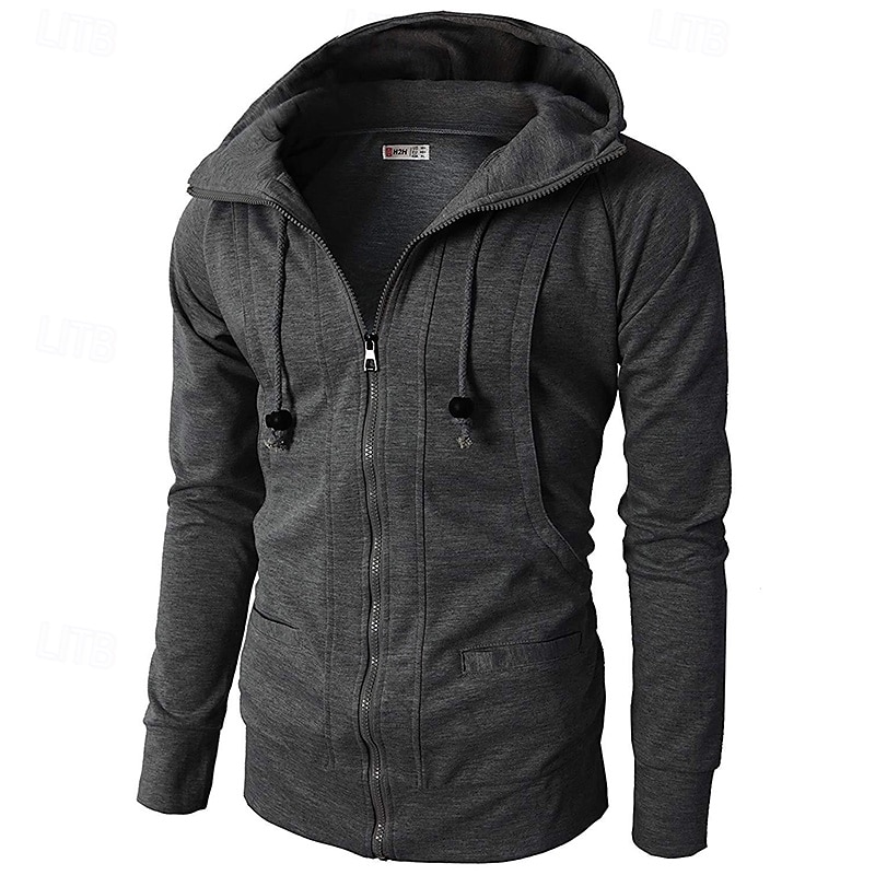 Hombre Sudadera Sudadera con capucha y cremallera completa Sudadera con capucha de lana Rojo tinto Negro Verde Ejército Azul Marino Caqui Con Capucha Plano Retazos Deporte Casual Diario Ropa de calle 2025 - $23.99 –P1