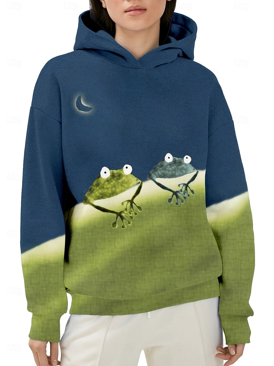 Femmes Sweat à capuche Graphique Animal Occasionnel manche longue À capuche Hauts Réguliers Tenue de soirée Rue Tenue Quotidienne Bleu Printemps Automne Hiver de 2025 ? $31.99 –P3