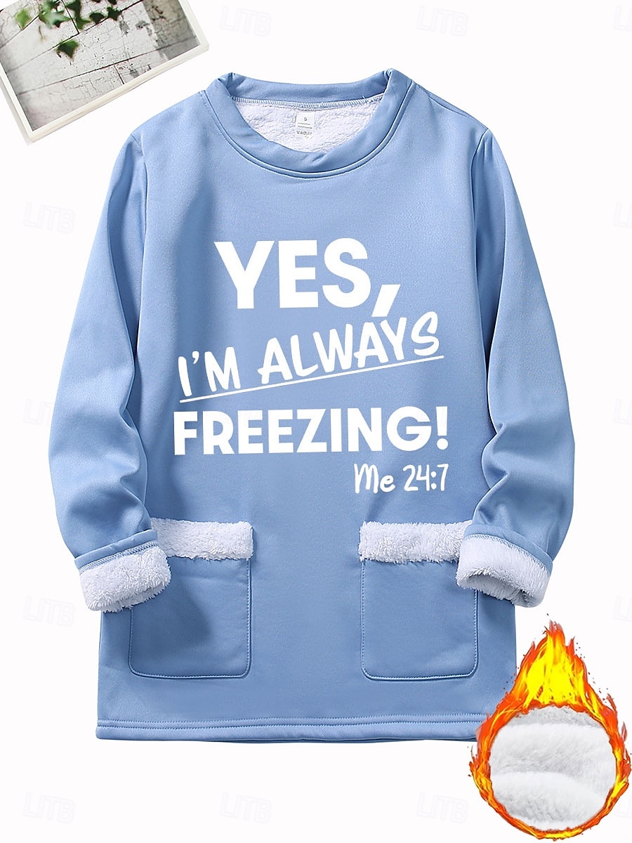 Γυναικεία Φούτερ πουλόβερ Pullover Τσέπη Στάμπα Γραφική Γράμμα Ζεστό Μοντέρνα Καθημερινό Μακρυμάνικο Στρογγυλή Ψηλή Λαιμόκοψη Στρογγυλή Λαιμόκοψη Μακριές μπλούζες Δρόμος Καθημερινή Ένδυση 2026 - $27.99 –P3