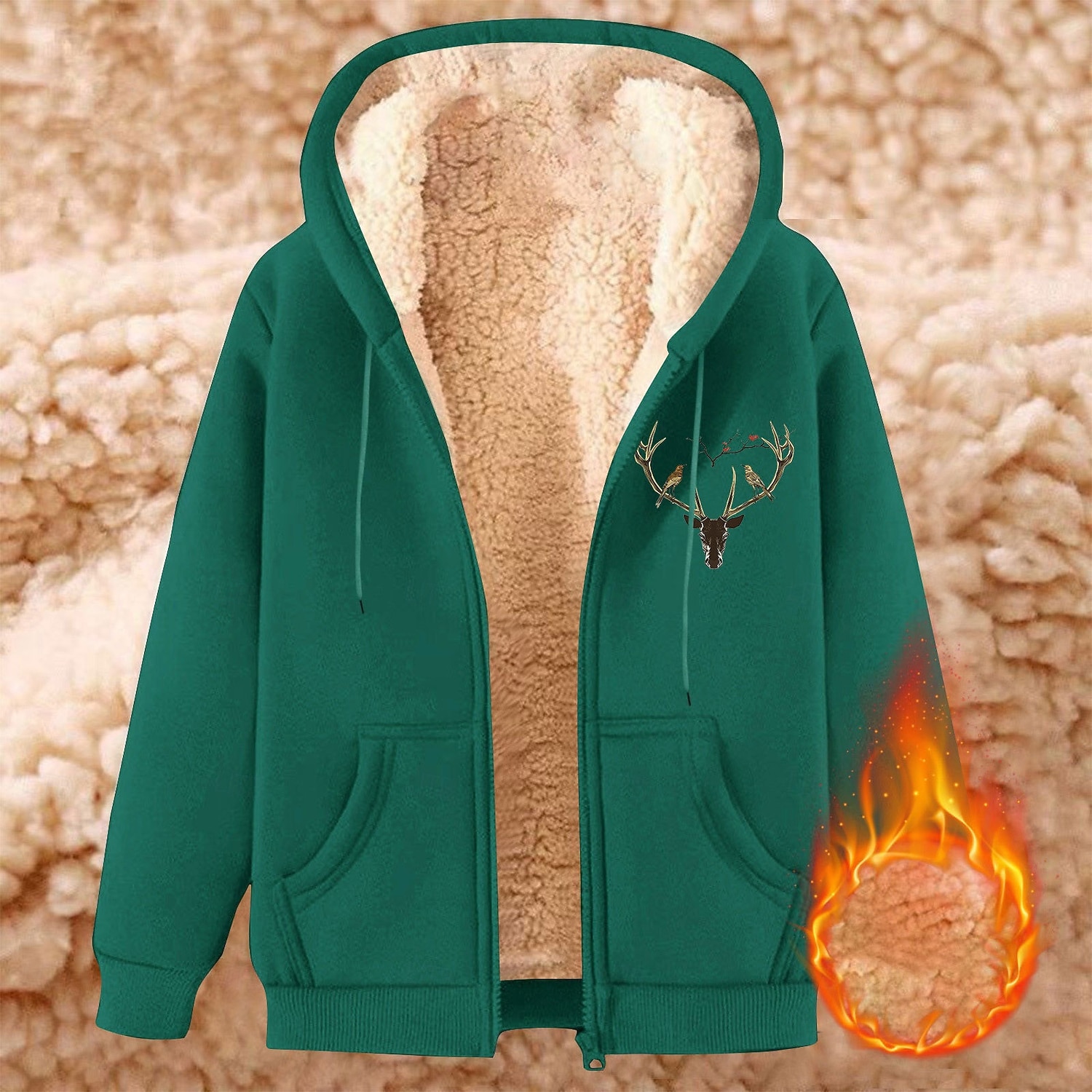 Men's Full Zip Hoodie Zip Up Hoodie Fleece Jacket Fleece Hoodie Black Wine Blue Brown Green Hooded Reindeer Plain Graphic Prints Zipper Pocket Casual Daily Going out Polyester Streetwear Casual Fall 2026 - $24.99 –P1