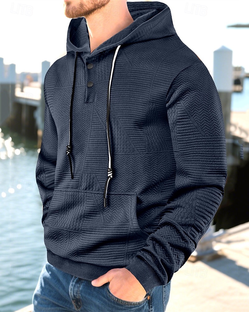 Homens Moletom Moletom com capuz Preto Branco Amarelo Azul Marinha Café Com Capuz Tecido Jacquard Com Cordão Bolsos Estriado Desportos e Ar livre Diário Feriado Poliéster Roupa de rua Básico Casual de 2025 por $23.99 –P14